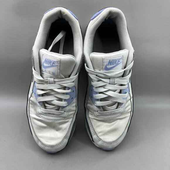 Nike Air Max 90 Running Shoes Women Size 10 White Blue Comfort Low Top Sneakers - Picture 5 of 9